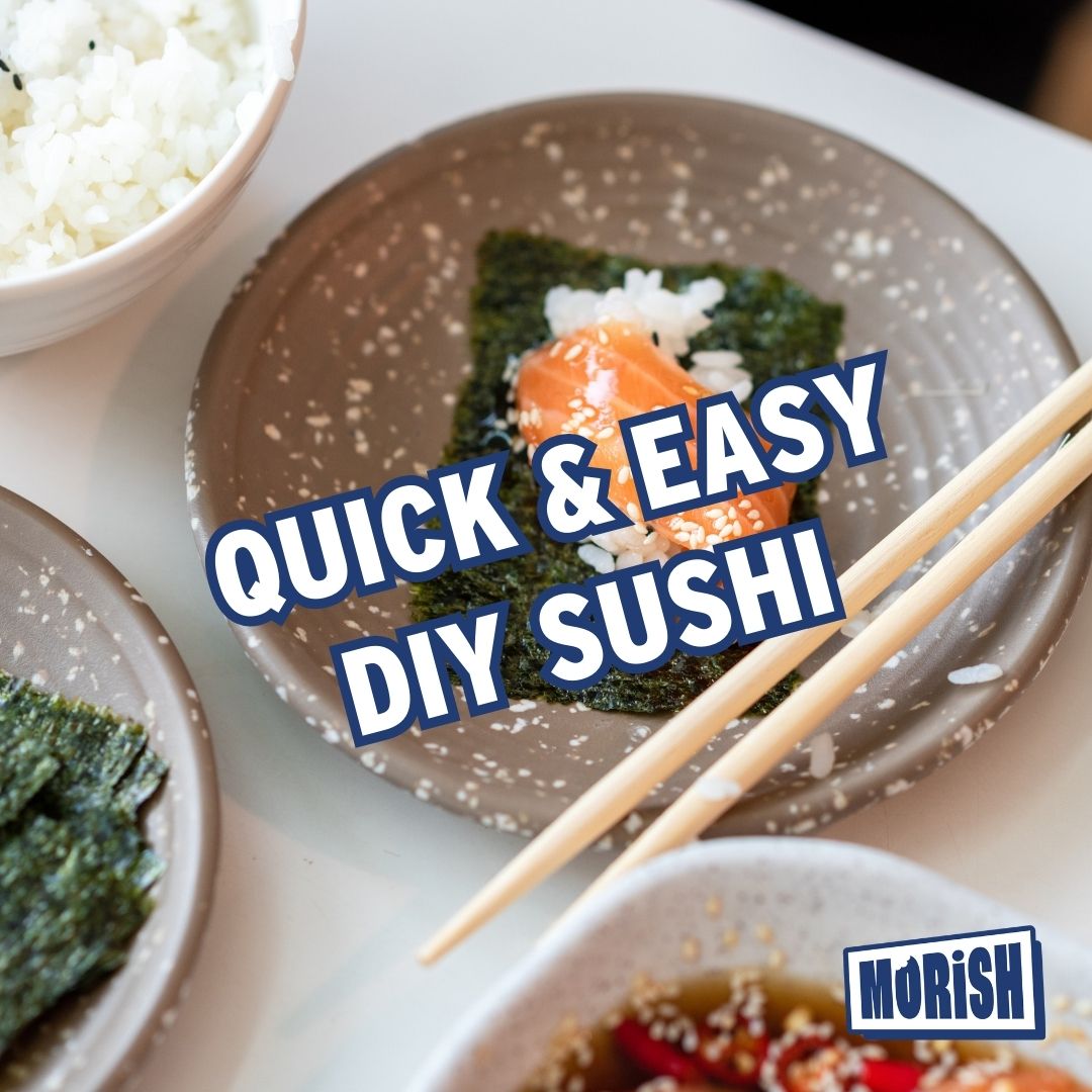 Salmon sushi on crispy seaweed sheet | Morish Snacks