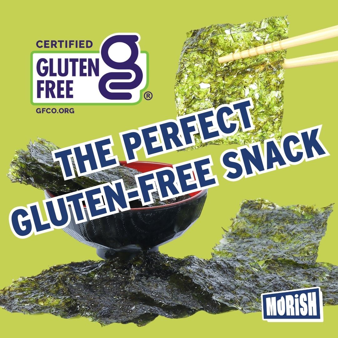 Seaweed snacks and GFCO Gluten-free logo | Morish Snacks