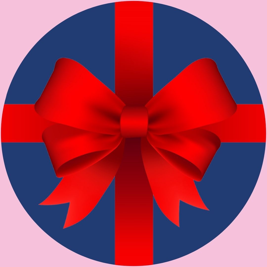 Bright red bow ribbon on blue background | Morish Snacks