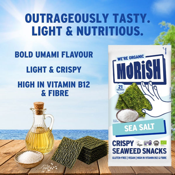 Oil, ingredients and pack with organic sea salt seaweed | Morish Snacks