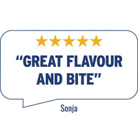 Sonja’s customer rating in speech bubble | Morish Snacks