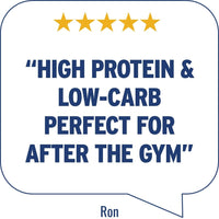 Ron’s customer rating in speech bubble | Morish Snacks