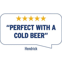 Hendrick’s customer rating in speech bubble | Morish Snacks