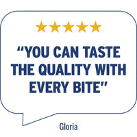 Gloria’s customer rating in speech bubble | Morish Snacks