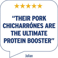 Julian’s customer rating in speech bubble | Morish Snacks