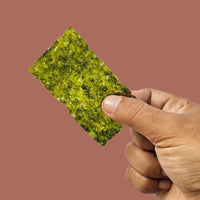 Hand holding a crispy seaweed snack | Morish Snacks