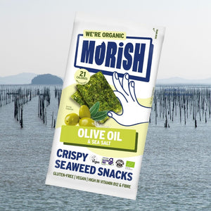 Pack of organic olive oil seaweed with ocean | Morish Snacks