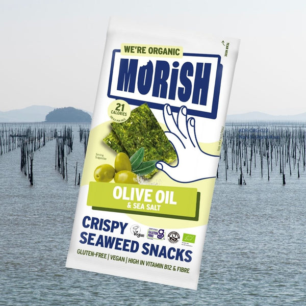 Pack of organic olive oil seaweed with ocean | Morish Snacks