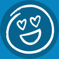 Happy blue smiley with heart eyes | Morish Snacks