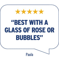 Paula’s customer rating in speech bubble | Morish Snacks