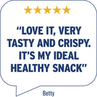 Betty’s customer rating in speech bubble | Morish Snacks