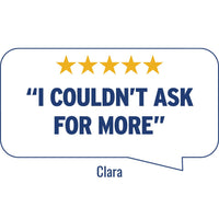 Clara’s customer rating in speech bubble | Morish Snacks