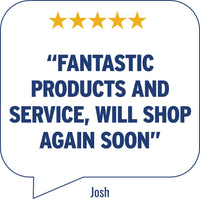 Josh’s customer rating in speech bubble | Morish Snacks