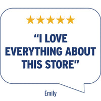 Emily’s customer rating in speech bubble | Morish Snacks