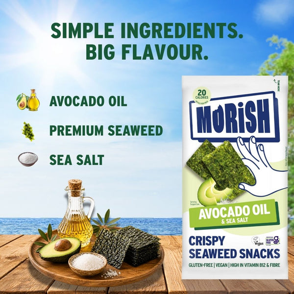 Simple ingredients and pack with crispy avocado oil seaweed | Morish Snacks