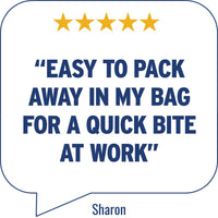 Sharon’s customer rating in speech bubble | Morish Snacks