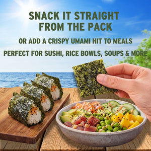 Sushi and poke bowl with crispy seaweed snacks | Morish Snacks