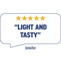 Jennifer’s customer rating in speech bubble | Morish Snacks