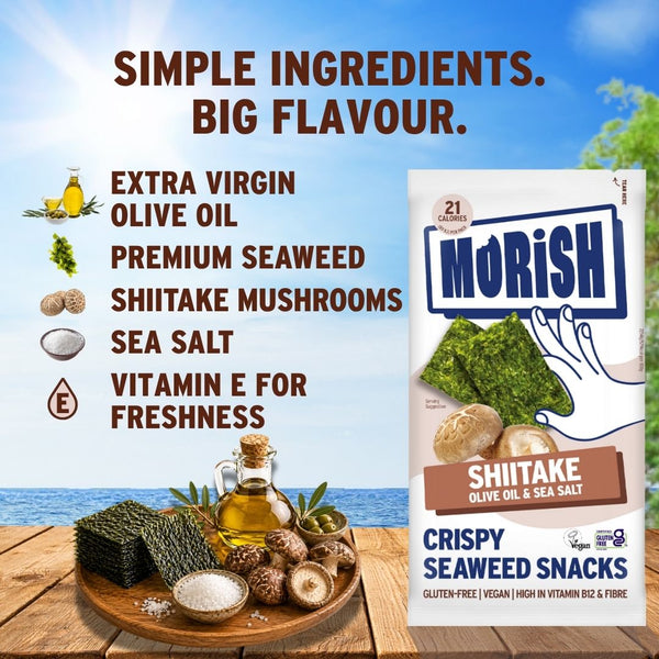 Simple ingredients and pack with crispy shiitake seaweed | Morish Snacks