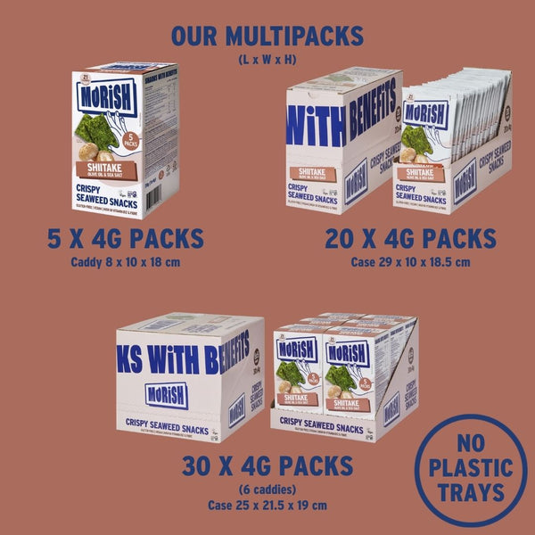 Packaging formats for crispy shiitake seaweed | Morish Snacks