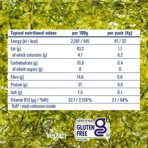 Nutritional table for crispy sesame oil seaweed | Morish Snacks