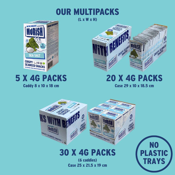Packaging formats for organic sea salt seaweed | Morish Snacks