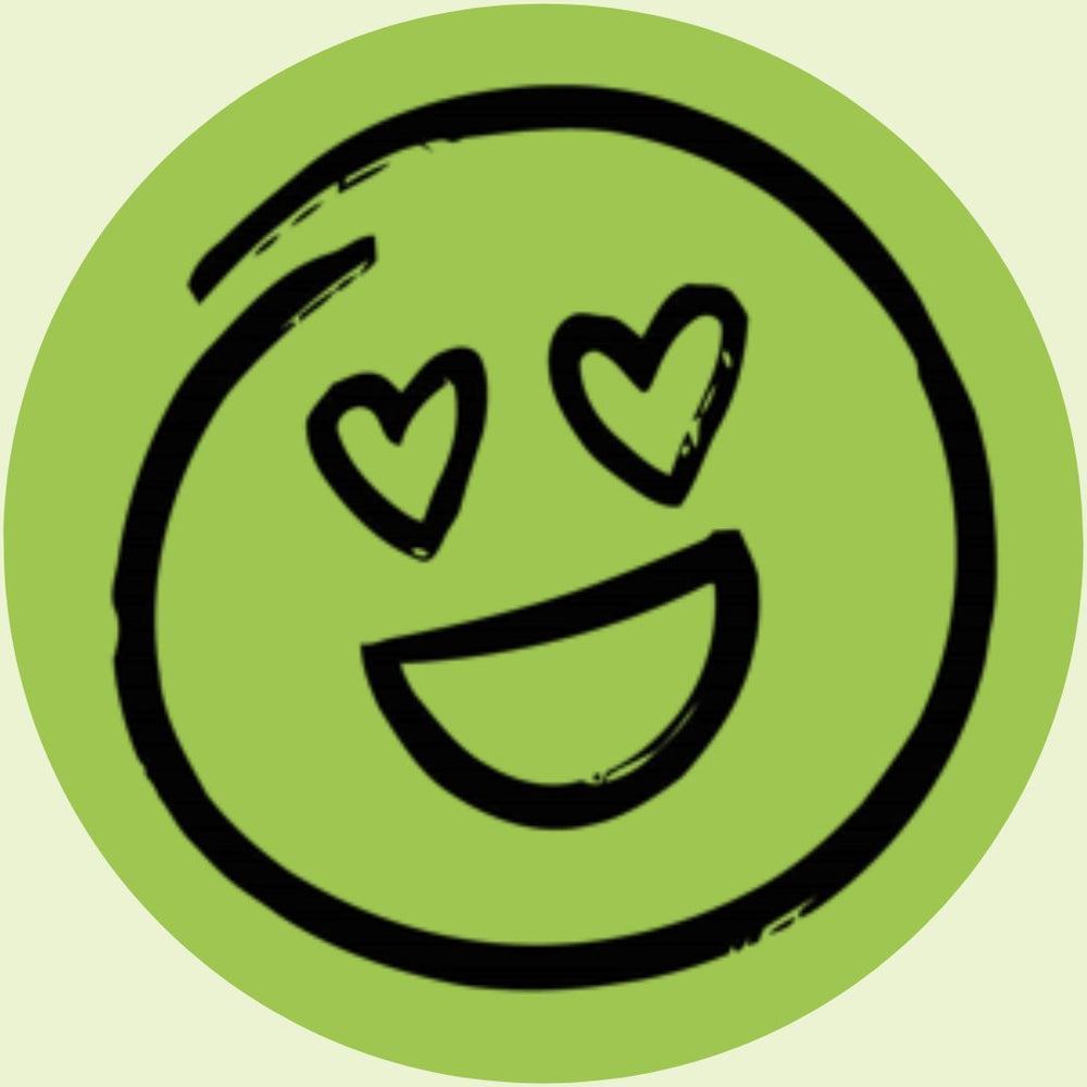 Happy green smiley with heart eyes | Morish Snacks