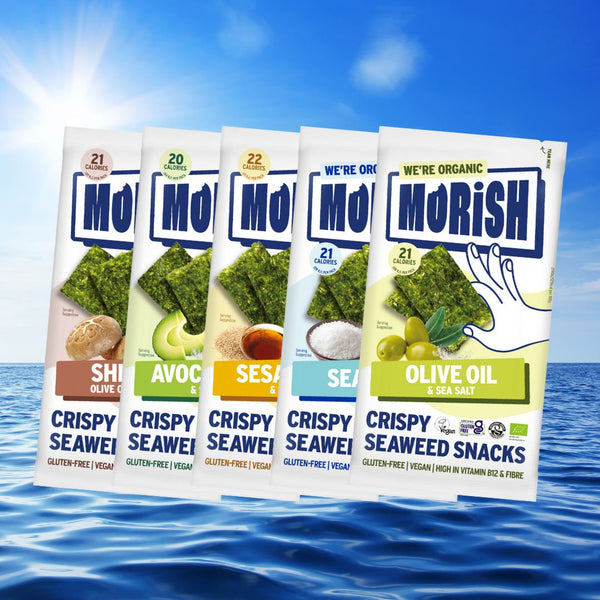 5 packs with different crispy seaweed snacks with ocean | Morish Snacks